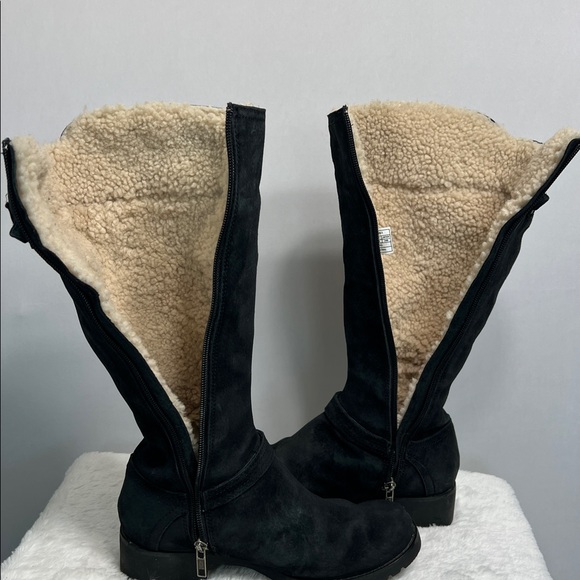 UGG Jillian Black Suede Shearling Sheepskin Lined Riding Boot sz 7 - Picture 7 of 15